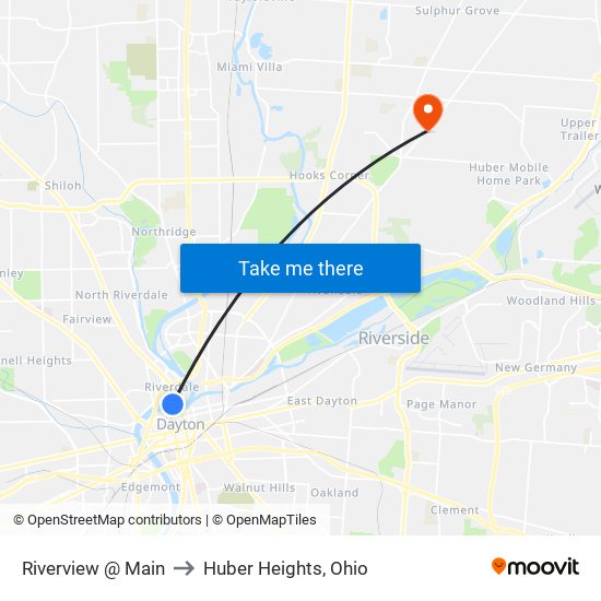 Riverview @ Main to Huber Heights, Ohio map