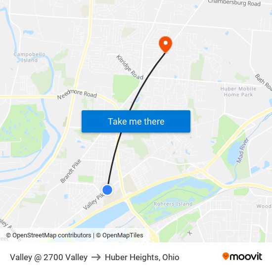 Valley @ 2700 Valley to Huber Heights, Ohio map