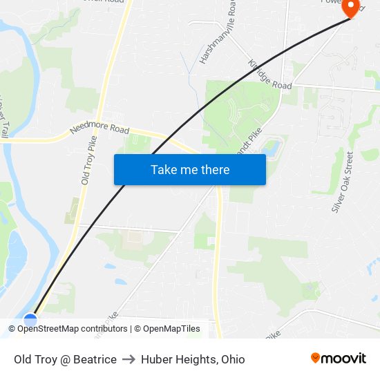 Old Troy @ Beatrice to Huber Heights, Ohio map