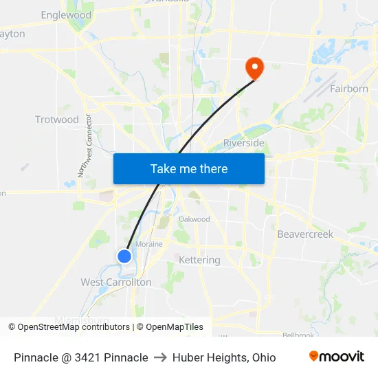 Pinnacle @ 3421 Pinnacle to Huber Heights, Ohio map