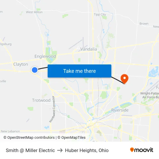 Smith @ Miller Electric to Huber Heights, Ohio map