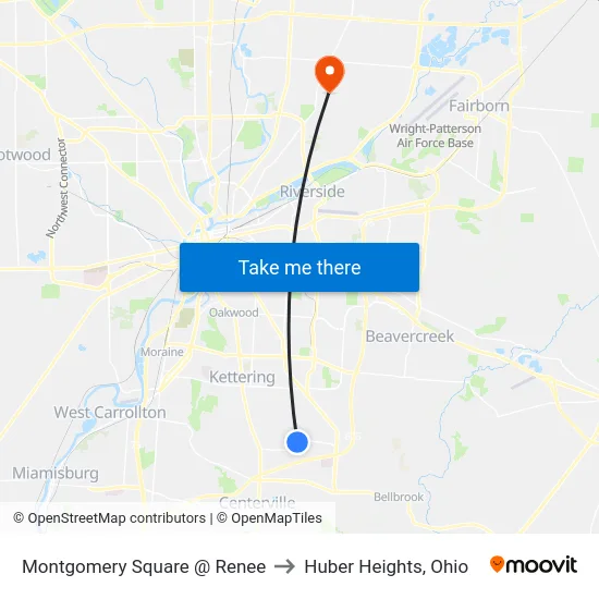Montgomery Square @ Renee to Huber Heights, Ohio map