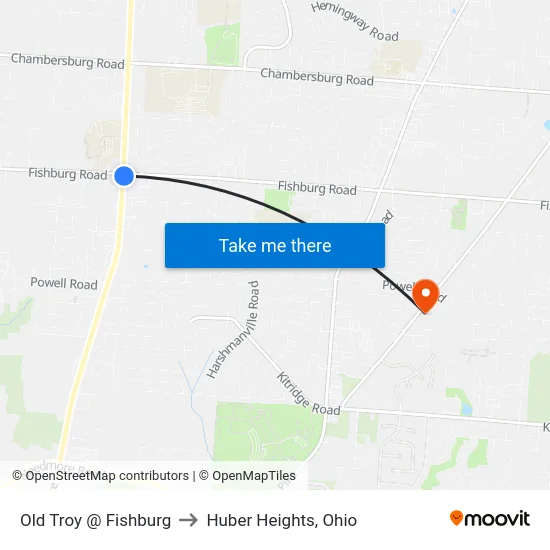 Old Troy @ Fishburg to Huber Heights, Ohio map