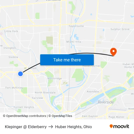 Klepinger @ Elderberry to Huber Heights, Ohio map