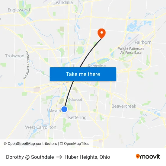 Dorothy @ Southdale to Huber Heights, Ohio map