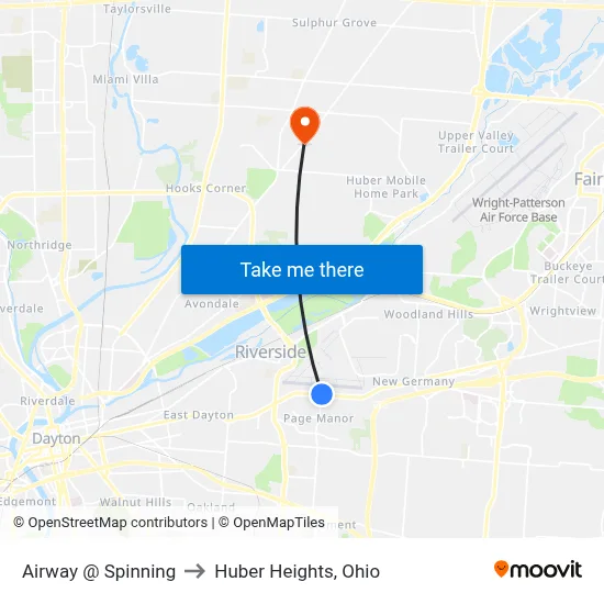 Airway @ Spinning to Huber Heights, Ohio map