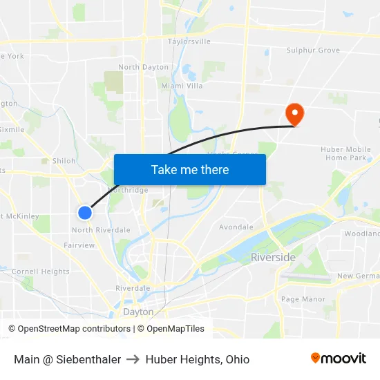 Main  @ Siebenthaler to Huber Heights, Ohio map
