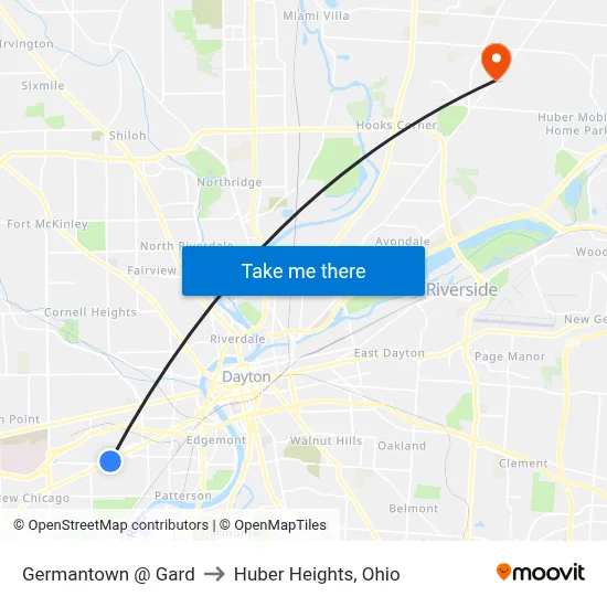 Germantown @ Gard to Huber Heights, Ohio map