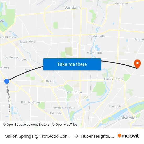 Shiloh Springs @ Trotwood Connector to Huber Heights, Ohio map