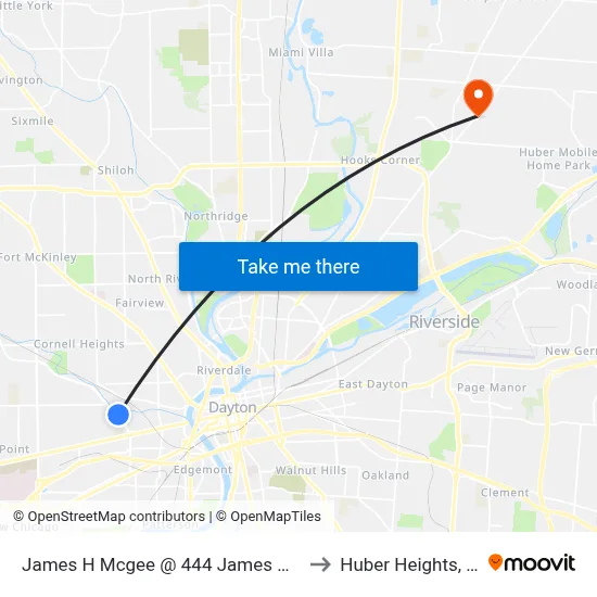 James H Mcgee @ 444 James H Mcgee to Huber Heights, Ohio map