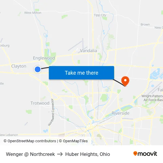 Wenger @ Northcreek to Huber Heights, Ohio map