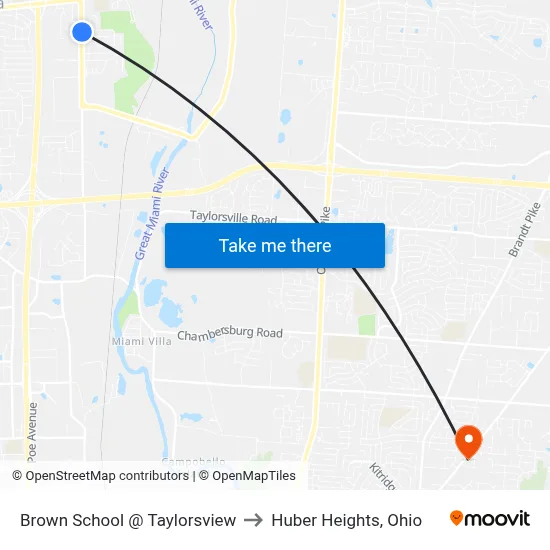 Brown School @ Taylorsview to Huber Heights, Ohio map