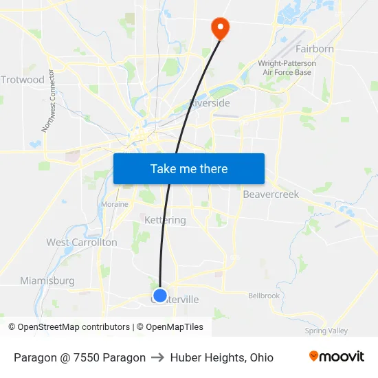 Paragon @ 7550 Paragon to Huber Heights, Ohio map