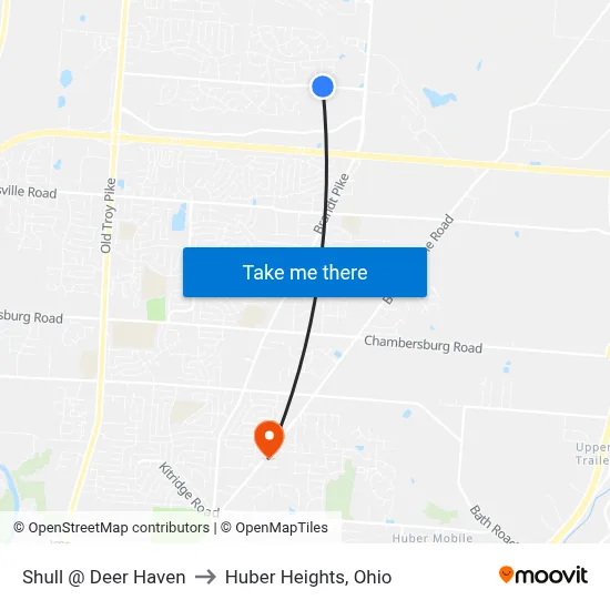 Shull @ Deer Haven to Huber Heights, Ohio map