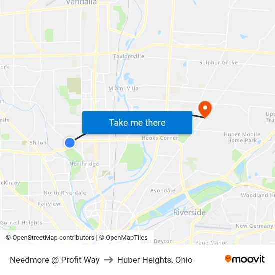 Needmore @ Profit Way to Huber Heights, Ohio map