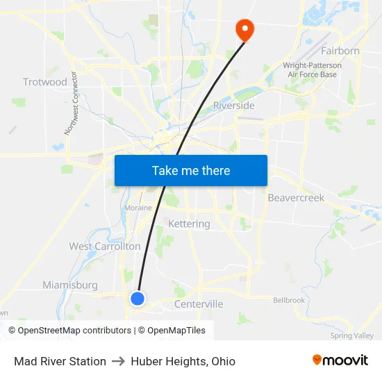 Mad River Station to Huber Heights, Ohio map