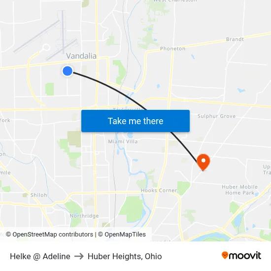 Helke @ Adeline to Huber Heights, Ohio map