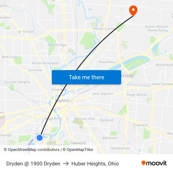 Dryden @ 1900 Dryden to Huber Heights, Ohio map