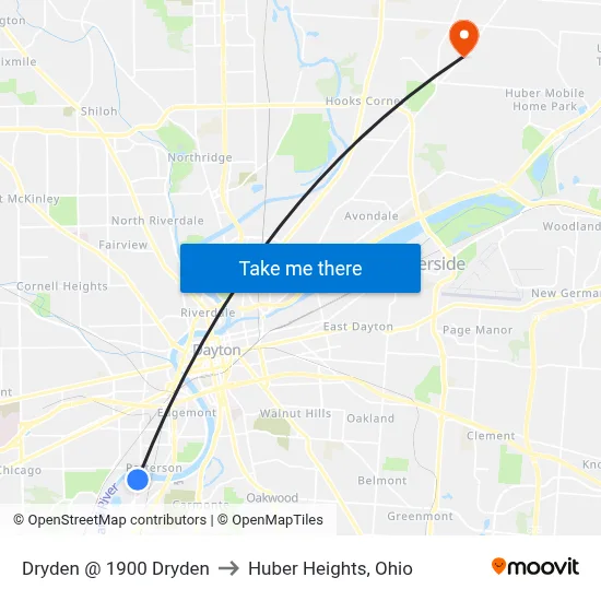 Dryden @ 1900 Dryden to Huber Heights, Ohio map