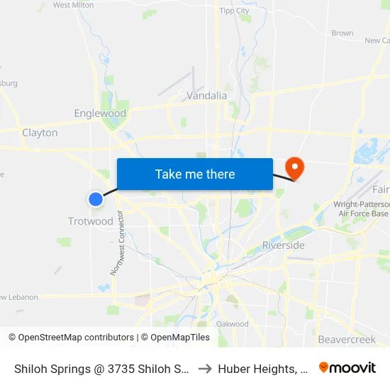 Shiloh Springs @ 3735 Shiloh Springs to Huber Heights, Ohio map