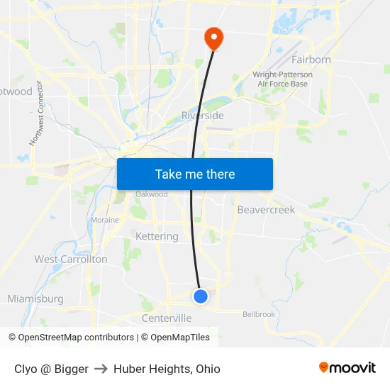 Clyo @ Bigger to Huber Heights, Ohio map