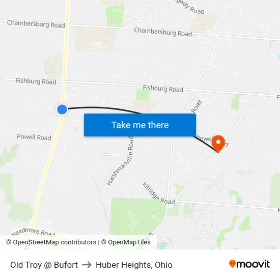 Old Troy @ Bufort to Huber Heights, Ohio map