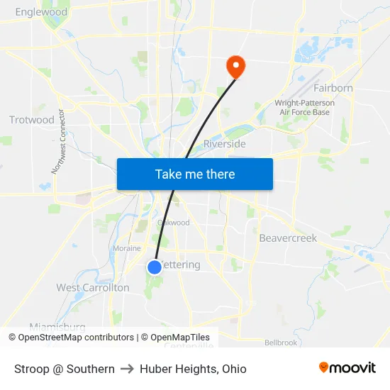 Stroop @ Southern to Huber Heights, Ohio map
