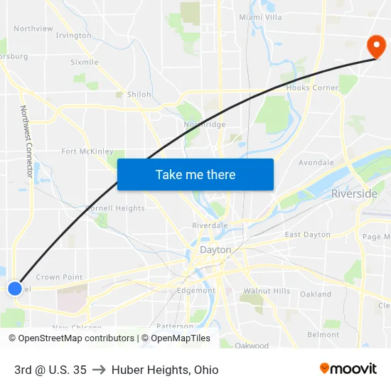 3rd @ U.S. 35 to Huber Heights, Ohio map