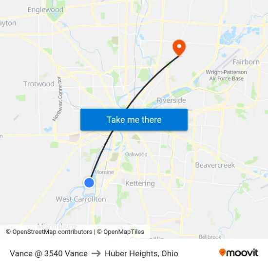 Vance @ 3540 Vance to Huber Heights, Ohio map
