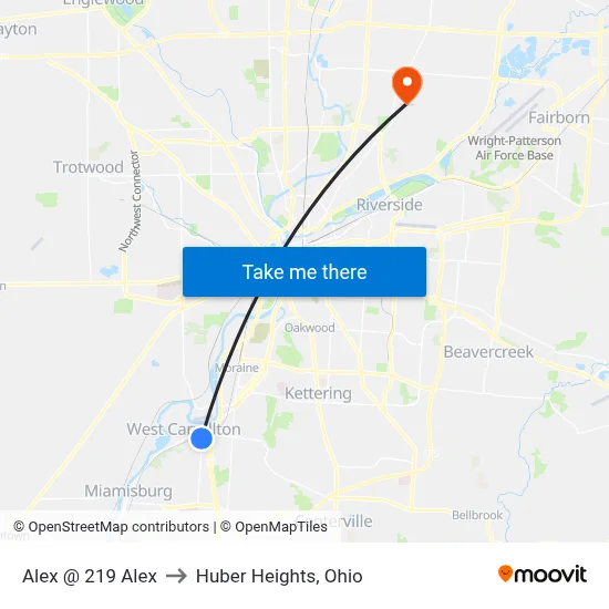 Alex @ 219 Alex to Huber Heights, Ohio map
