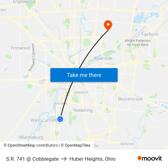 S.R. 741 @ Cobblegate to Huber Heights, Ohio map