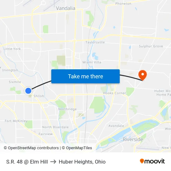 S.R. 48 @ Elm Hill to Huber Heights, Ohio map