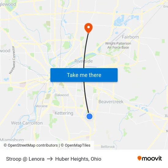 Stroop @ Lenora to Huber Heights, Ohio map