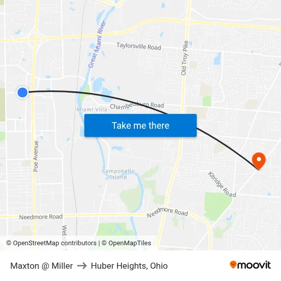 Maxton @ Miller to Huber Heights, Ohio map
