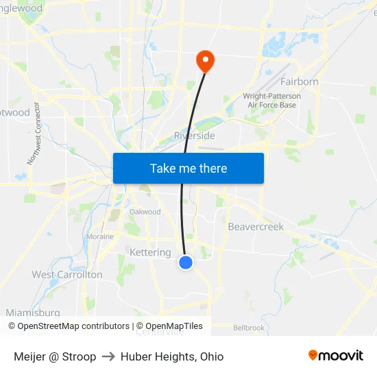 Meijer @ Stroop to Huber Heights, Ohio map