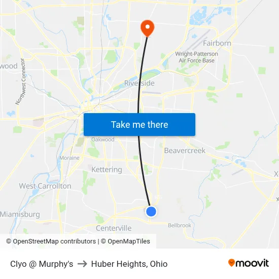 Clyo @ Murphy's to Huber Heights, Ohio map