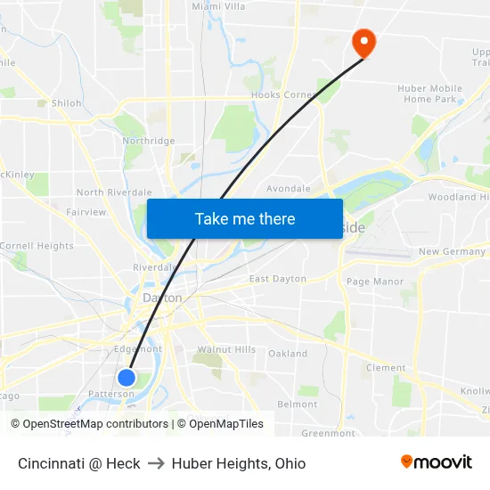 Cincinnati @ Heck to Huber Heights, Ohio map