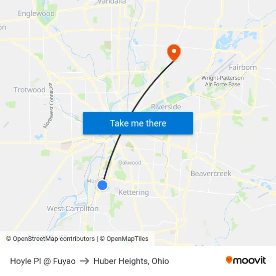 Hoyle Pl @ Fuyao to Huber Heights, Ohio map