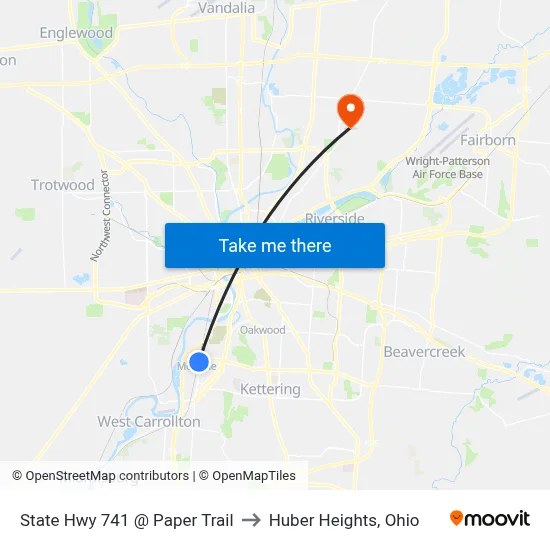 State Hwy 741 @ Paper Trail to Huber Heights, Ohio map