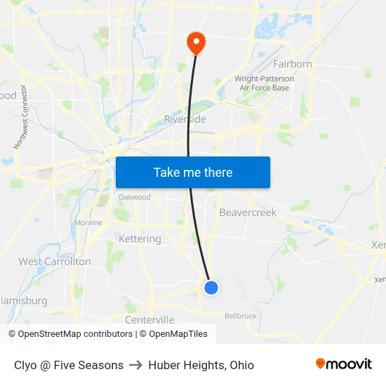 Clyo @ Five Seasons to Huber Heights, Ohio map