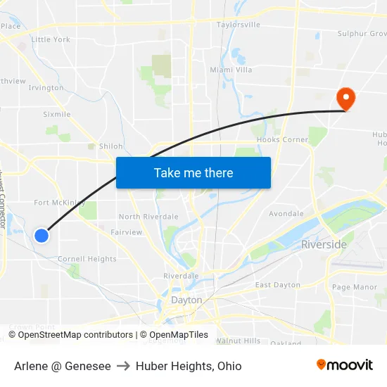 Arlene @ Genesee to Huber Heights, Ohio map