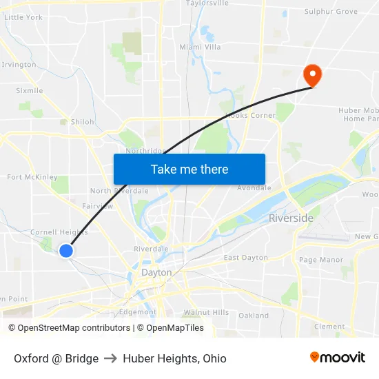 Oxford @ Bridge to Huber Heights, Ohio map