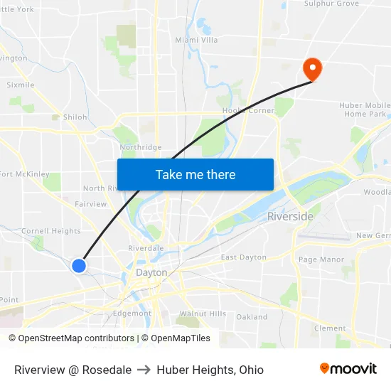 Riverview @ Rosedale to Huber Heights, Ohio map