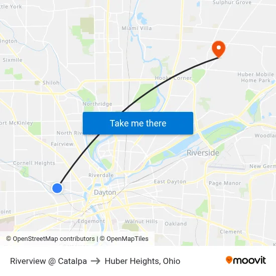 Riverview @ Catalpa to Huber Heights, Ohio map