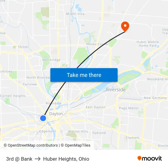 3rd @ Bank to Huber Heights, Ohio map