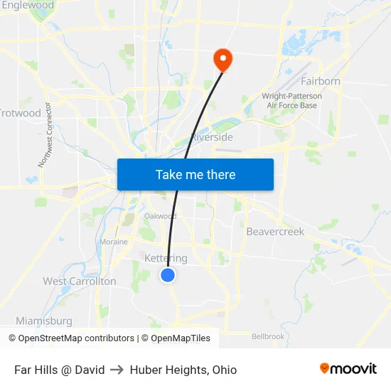 Far Hills @ David to Huber Heights, Ohio map