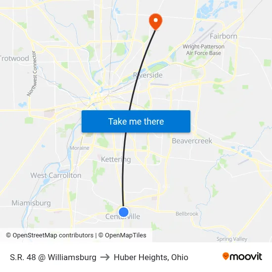 S.R. 48 @ Williamsburg to Huber Heights, Ohio map