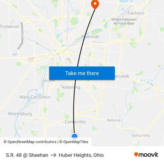S.R. 48 @ Sheehan to Huber Heights, Ohio map