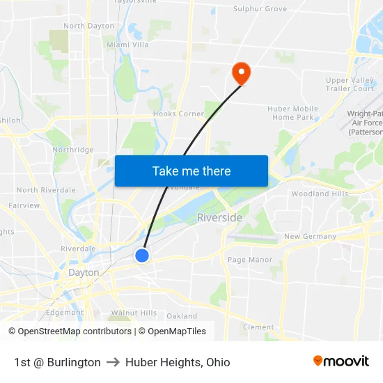 1st @ Burlington to Huber Heights, Ohio map
