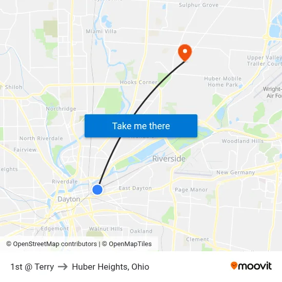 1st @ Terry to Huber Heights, Ohio map